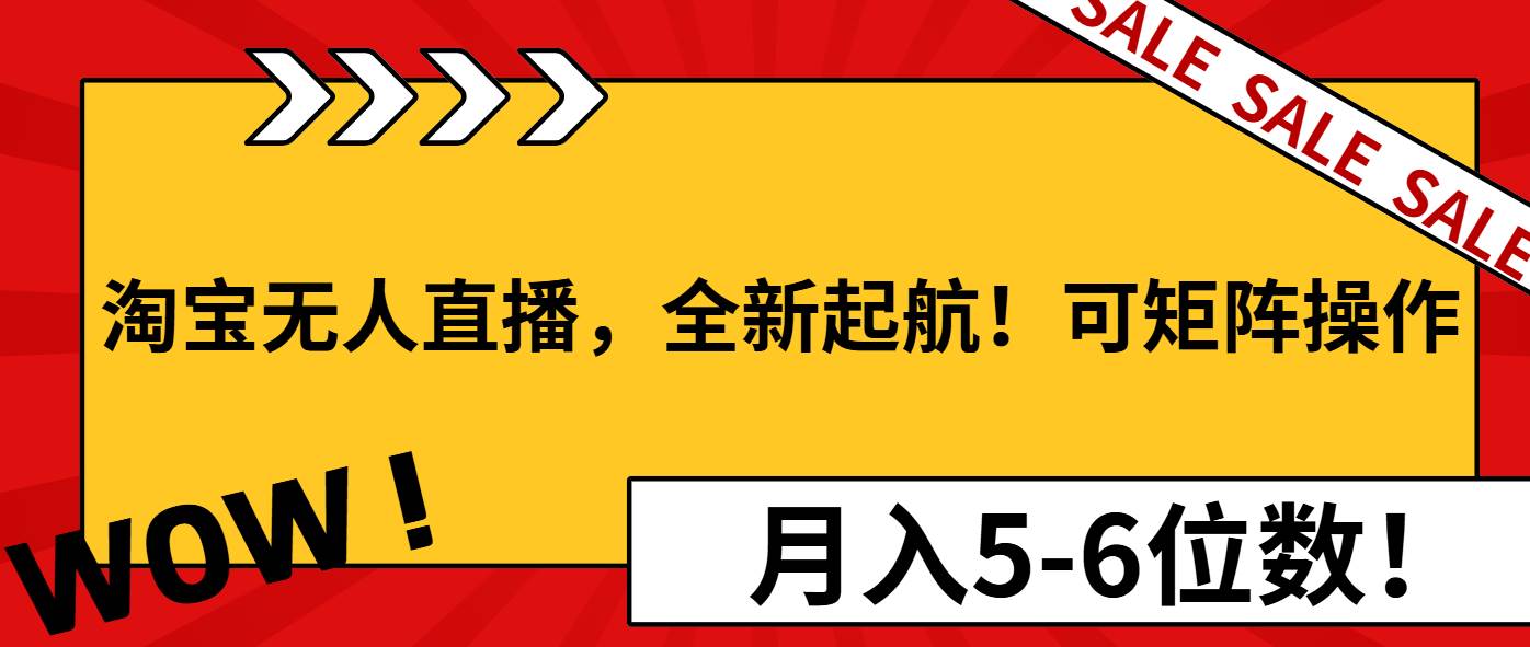 （13946期）淘宝无人直播，全新起航！可矩阵操作，月入5-6位数！-4158创业网