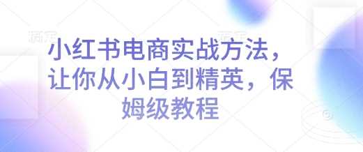 小红书电商实战方法，让你从小白到精英，保姆级教程-4158创业网
