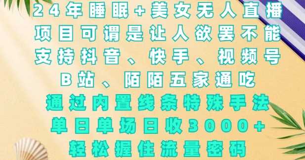 2024年睡眠+美女无人直播，通过内置线条特殊手法，单场日收3k+，轻松握住流量密码【揭秘】-4158创业网