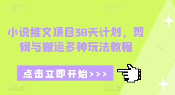 小说推文项目38天计划，剪辑与搬运多种玩法教程-4158创业网