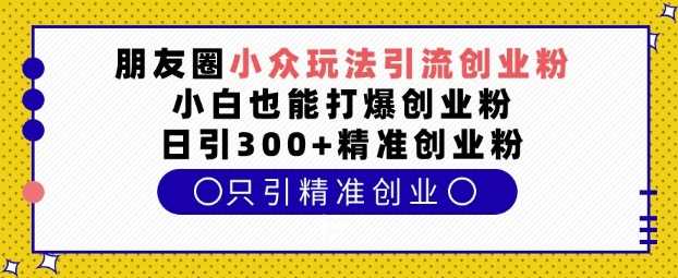 朋友圈小众玩法引流创业粉，小白也能打爆创业粉，日引300+精准创业粉【揭秘】-4158创业网