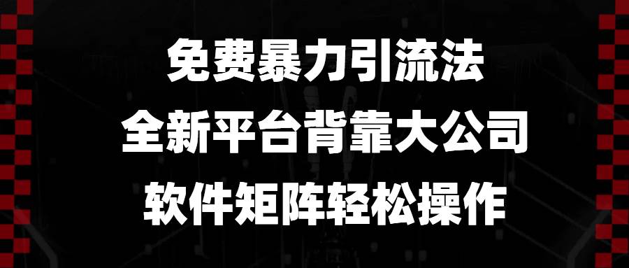 （13745期）免费暴力引流法，全新平台，背靠大公司，软件矩阵轻松操作-4158创业网