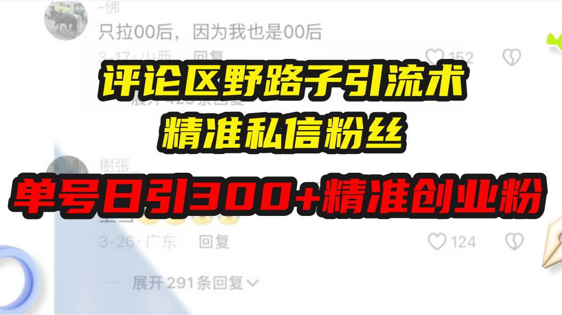 （13676期）评论区野路子引流术，精准私信粉丝，单号日引流300+精准创业粉-4158创业网