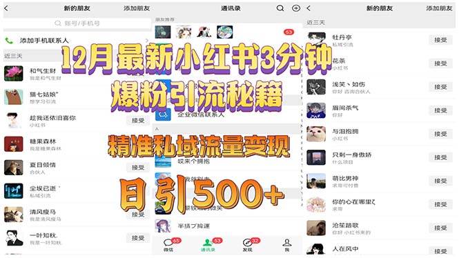 （13653期）12月最新小红书3分钟爆粉引流秘籍 精准私域流量变现 日引500+-4158创业网