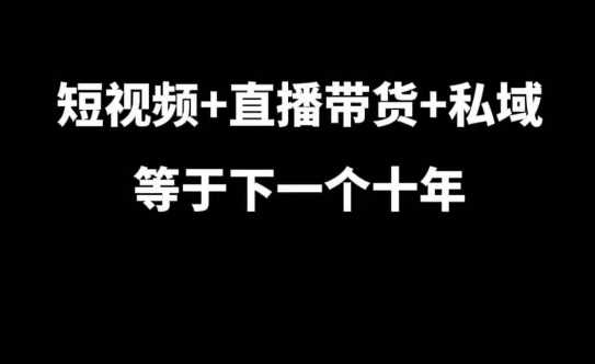 短视频+直播带货+私域等于下一个十年，大佬7年实战经验总结-4158创业网