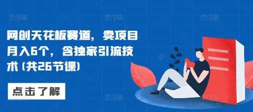 网创天花板赛道，卖项目月入6个，含独家引流技术(共26节课)-4158创业网