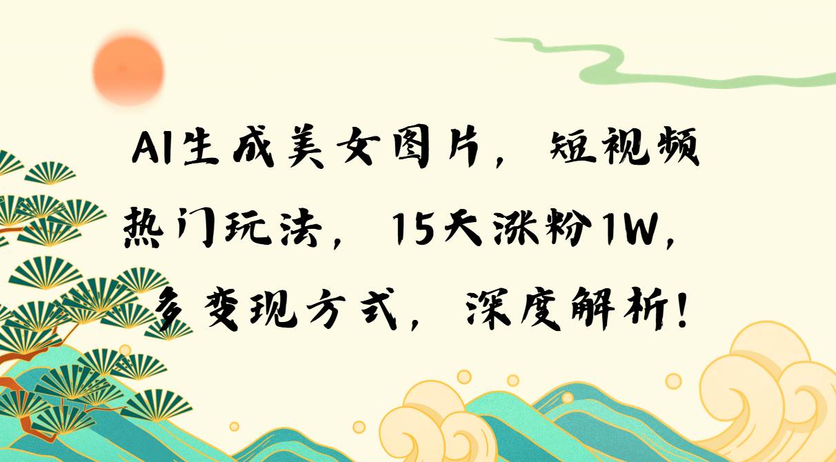 （13581期）AI生成美女图片，短视频热门玩法，15天涨粉1W，多变现方式，深度解析!-4158创业网