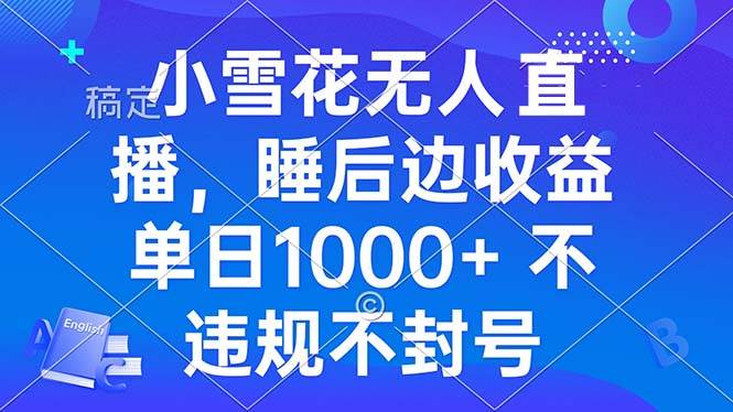 （13491期）小雪花无人直播 睡后收益单日1000+ 零粉丝新号开播 不违规 看完就会-4158创业网