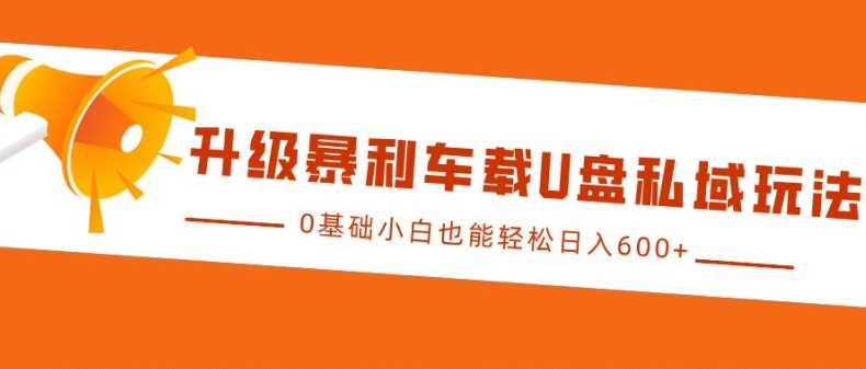 升级暴利车载U盘私域玩法，0基础小白也能轻松日入多张【揭秘】-4158创业网