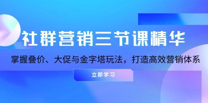 （13431期）社群营销三节课精华：掌握叠价、大促与金字塔玩法，打造高效营销体系-4158创业网