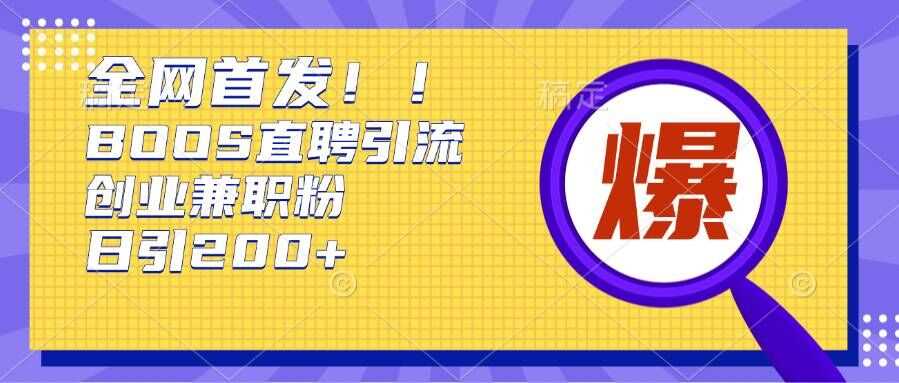 通过Boss直聘，每天轻松钓到200+多条创业大鱼的秘籍【揭秘】-4158创业网