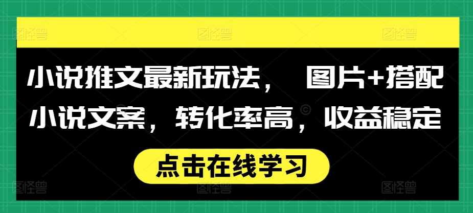 小说推文最新玩法， 图片+搭配小说文案，转化率高，收益稳定-4158创业网
