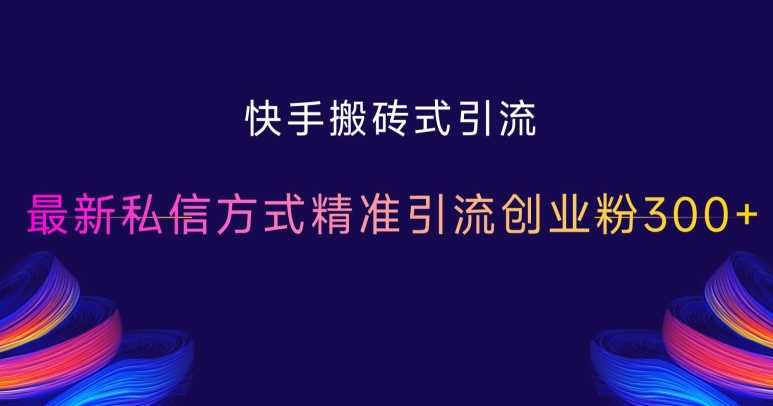 快手搬砖式引流，最新私信方式精准引流创业粉300+-4158创业网
