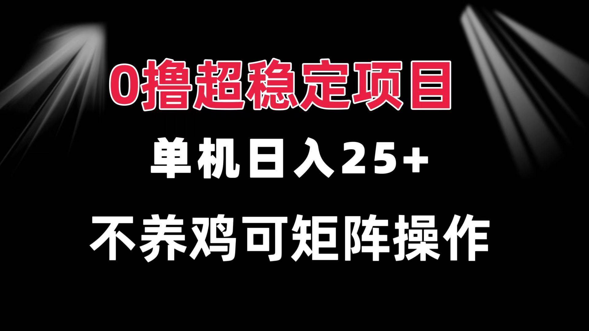 （13355期）0撸项目 单机日入25+ 可批量操作 无需养鸡 长期稳定 做了就有-4158创业网