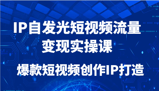 IP自发光短视频流量变现实操课，爆款短视频创作IP打造-4158创业网
