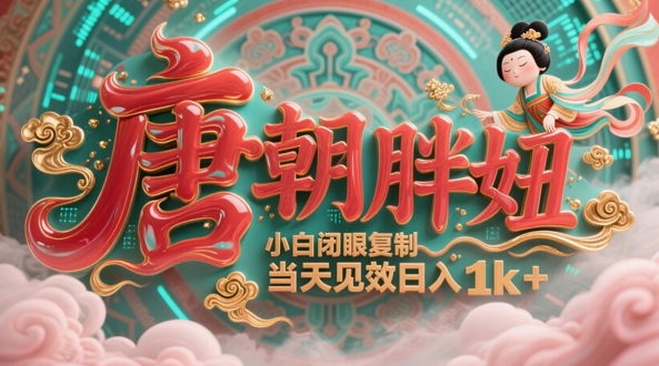 用AI克隆“唐朝胖妞”日更3条，平台疯狂推流，小白闭眼复制，当天见效，日入1k+-4158创业网