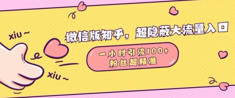 微信版知乎，超隐蔽流量入口1小时引流100人，粉丝质量超高【揭秘】-4158创业网