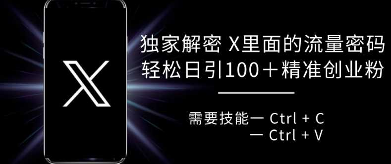 独家解密 X 里面的流量密码，复制粘贴轻松日引100+-4158创业网