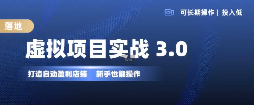 虚拟项目实战3.0，打造自动盈利店铺，可长期操作投入低，新手也能操作-4158创业网