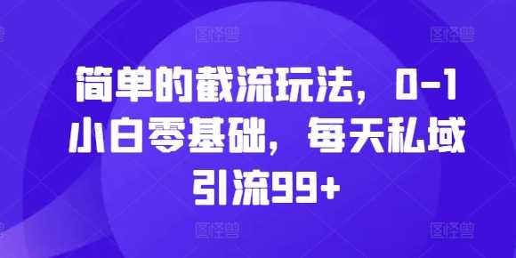 简单的截流玩法，0-1小白零基础，每天私域引流99+【揭秘】-4158创业网