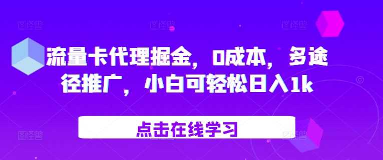 流量卡代理掘金，0成本，多途径推广，小白可轻松日入1k-4158创业网
