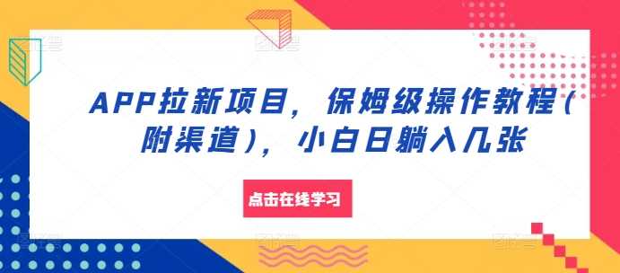 APP拉新项目，保姆级操作教程(附渠道)，小白日躺入几张【揭秘】-4158创业网