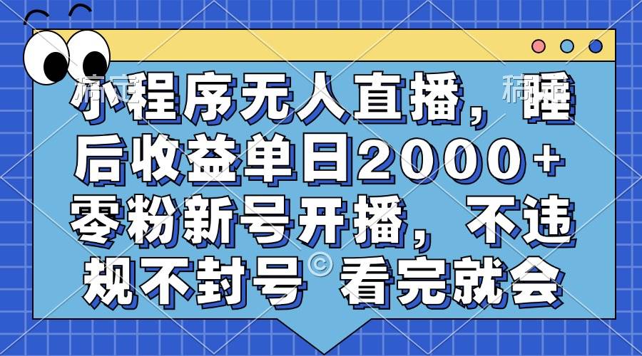 （13251期）小程序无人直播，睡后收益单日2000+ 零粉新号开播，不违规不封号 看完就会-4158创业网