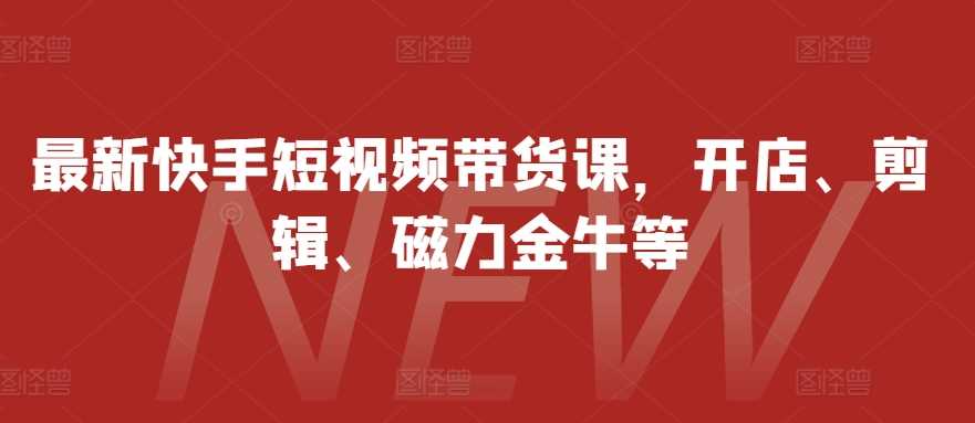 最新快手短视频带货课，开店、剪辑、磁力金牛等-4158创业网