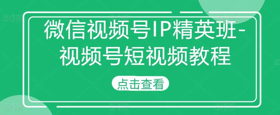 微信视频号IP精英班-视频号短视频教程-4158创业网