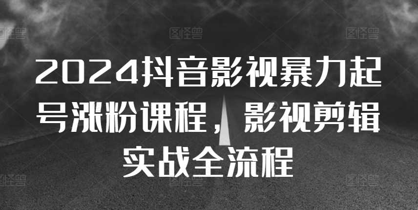 2024抖音影视暴力起号涨粉课程，影视剪辑搬运实战全流程-4158创业网
