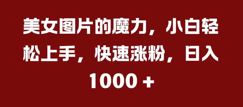 美女图片的魔力，小白轻松上手，快速涨粉，日入几张【揭秘】-4158创业网