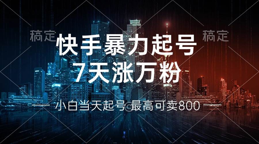 （13142期）快手暴力起号，7天涨万粉，小白当天起号 多种变现方式，账号回收，单月…-4158创业网
