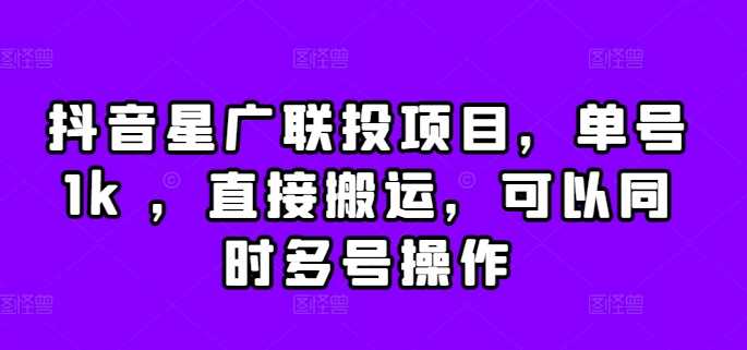抖音星广联投项目，单号1k ，直接搬运，可以同时多号操作【揭秘】-4158创业网