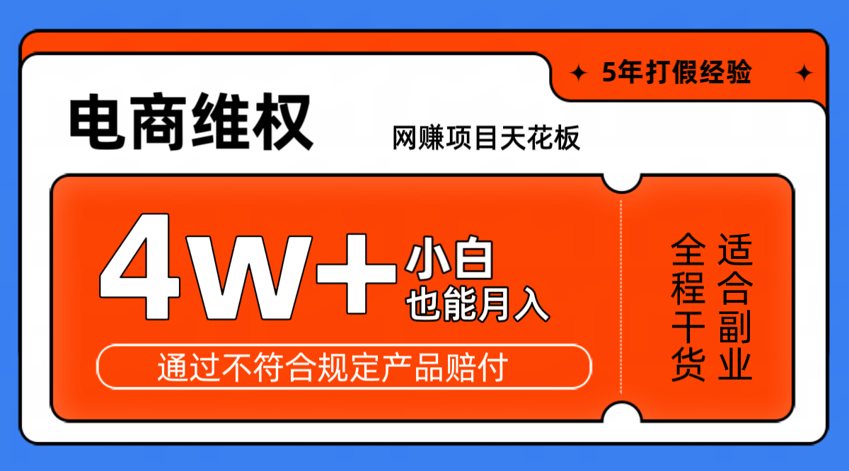 网赚项目天花板电商购物维权月收入稳定4w+独家玩法小白也能上手-4158创业网