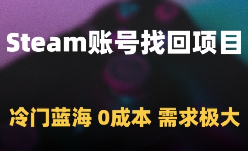 Steam账号找回项目，冷门蓝海，0成本，需求极大-4158创业网