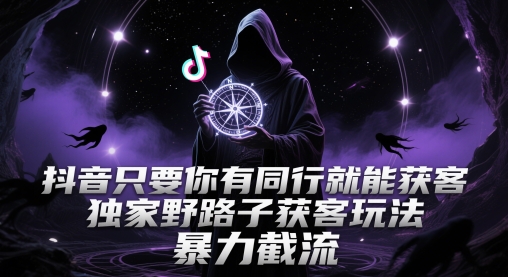 抖音只要你有同行就能获客，独家野路子获客玩法，暴力截流【揭秘】-4158创业网