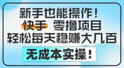 新手也能操作，快手零撸挣米，轻松每天挣2-5张，完全无成本-4158创业网