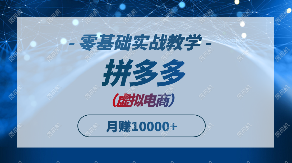 拼多多虚拟电商，零基础实战教学，快速打爆商品，新手也能月入10000+-4158创业网