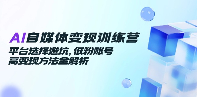 AI自媒体变现训练营，平台选择避坑，低粉账号高变现方法全解析-4158创业网