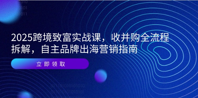 2025跨境致富实战课，收并购全流程拆解，自主品牌出海营销指南-4158创业网