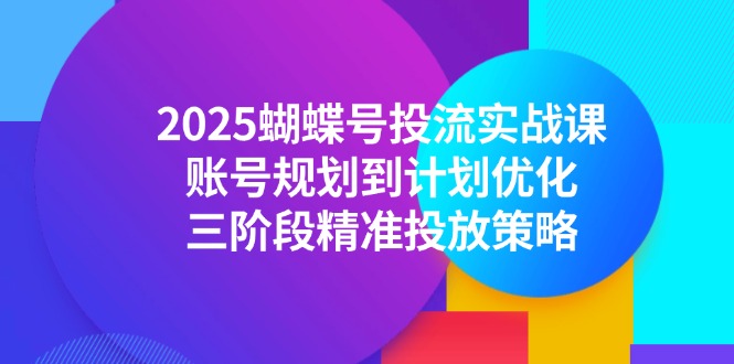 2025蝴蝶号投流实战课，账号规划到计划优化，三阶段精准投放策略-4158创业网