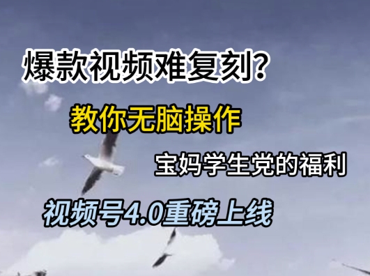 视频号4.0重磅上线，爆款视频难复刻？教你无脑操作宝妈学生党的福利【揭秘】-4158创业网