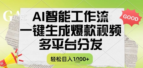AI智能工作流，一键生成书单号爆款视频，多平台分发，每日收益多张【揭秘】-4158创业网