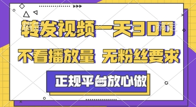 转发视频一天3张+，正规平台放心做，不看播放量，无粉丝要求，随时随地挣收益【揭秘】-4158创业网