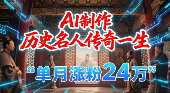 暴力起号！用AI制作历史名人传奇一生，单月涨粉24W，涨粉+变现赛道黑马来了-4158创业网
