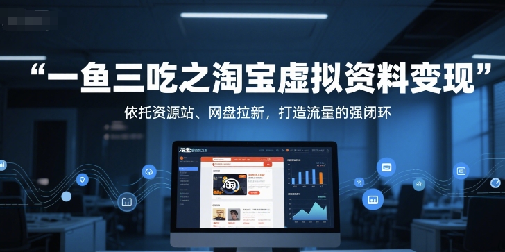 一鱼三吃之淘宝虚拟资料变现，依托资源站、网盘拉新，打造流量的强闭环-4158创业网