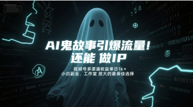 AI鬼故事引爆流量，还能做IP，视频号多渠道收益单日1k+，小白副业、工作室放大的最佳选择-4158创业网