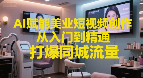 AI赋能美业短视频创作，从入门到精通，打爆同城流量，超级AI工具短视频实操落地-4158创业网