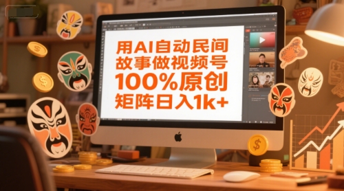 用AI自动民间故事做视频号，100%原创，矩阵日入1k+-4158创业网