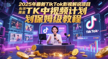 2025年最新TikTok影视解说项目，新手也能挣美金，TK中视频计划保姆级教程-4158创业网